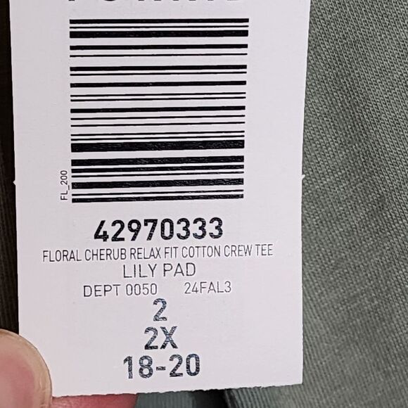 2X 18W 20W Green Angel Floral Cherub Relaxed Fit Cotton Crew Tee 90s Soft Plus - Picture 5 of 7